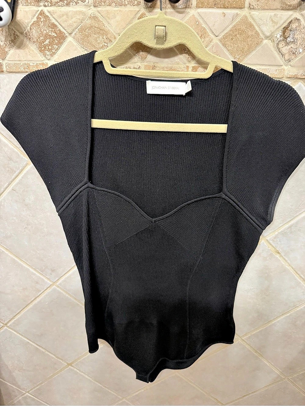 Jonathan Simkhai Barbara Sweetheart Bodysuit Black